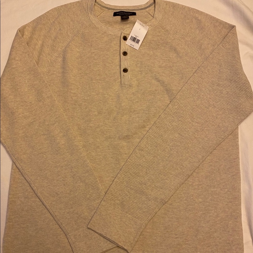 Banana Half Botton Thermal Shirt Sz L